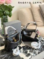 Balenciaga Rodeo Mini Leather Bag With Detachable Charm, Lock Clasp Design, Handheld Or Crossbody - Image 9