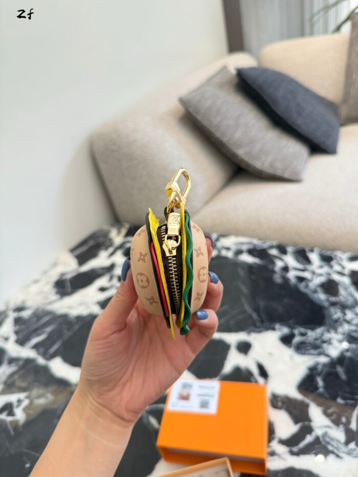 Louis Vuitton Mini Burger Keychain Earphone Case Gourmet-Inspired Design Accessory - Image 3