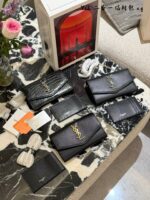 Ysl Uptown Mini Envelope Bag Metal Logo Detachable Chain Strap With Card Holder Italian Calfskin