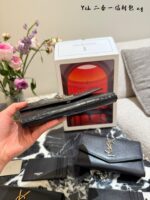 Ysl Uptown Mini Envelope Bag Metal Logo Detachable Chain Strap With Card Holder Italian Calfskin - Image 7