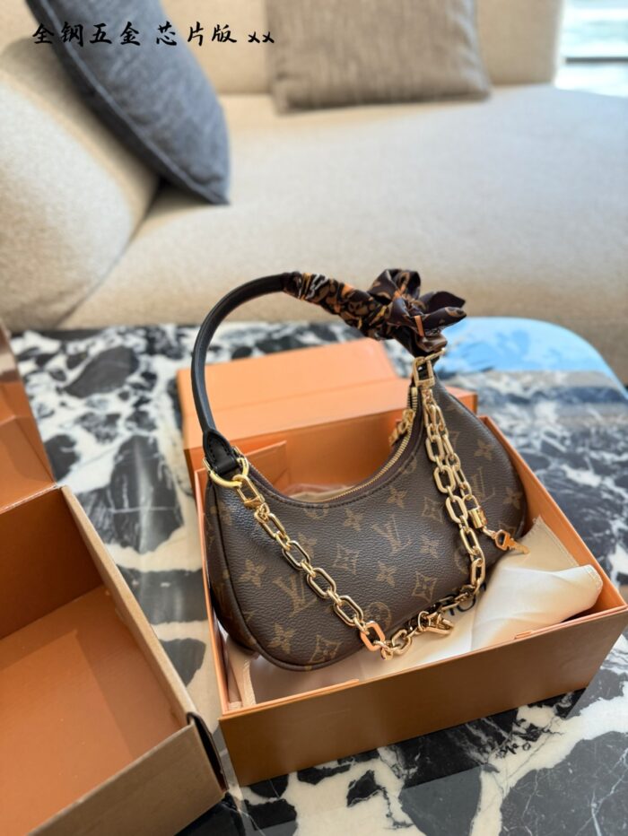 Louis Vuitton Catchy Small Monogram Canvas Leather Trim Chain Handbag - Image 2