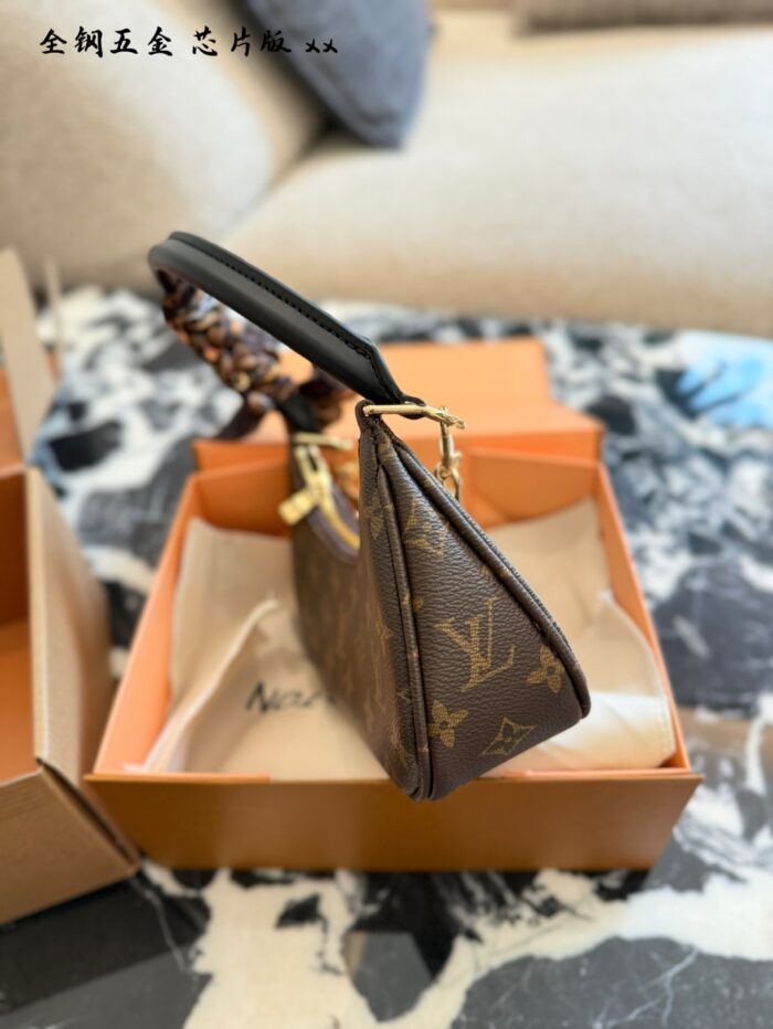 Louis Vuitton Catchy Small Monogram Canvas Leather Trim Chain Handbag - Image 5