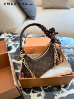 Louis Vuitton Catchy Small Monogram Canvas Leather Trim Chain Handbag - Image 9