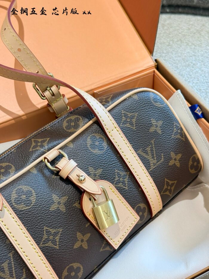 Louis Vuitton Hang On Bowling Bag Monogram Canvas Retro Padlock Adjustable Shoulder Strap - Image 3