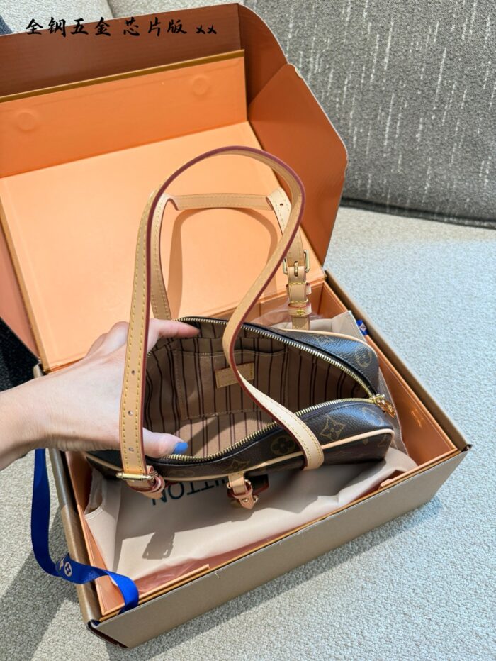 Louis Vuitton Hang On Bowling Bag Monogram Canvas Retro Padlock Adjustable Shoulder Strap - Image 9