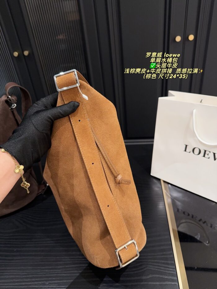 Loewe Suede And Leather Bucket Bag  Generous Capacity - Image 4