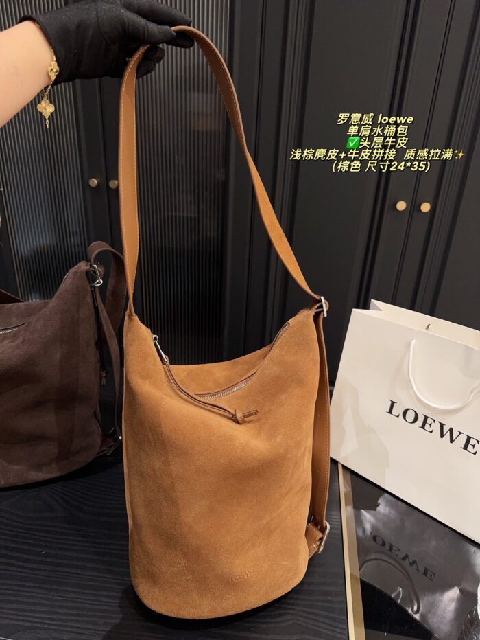 Loewe Suede And Leather Bucket Bag  Generous Capacity - Image 6