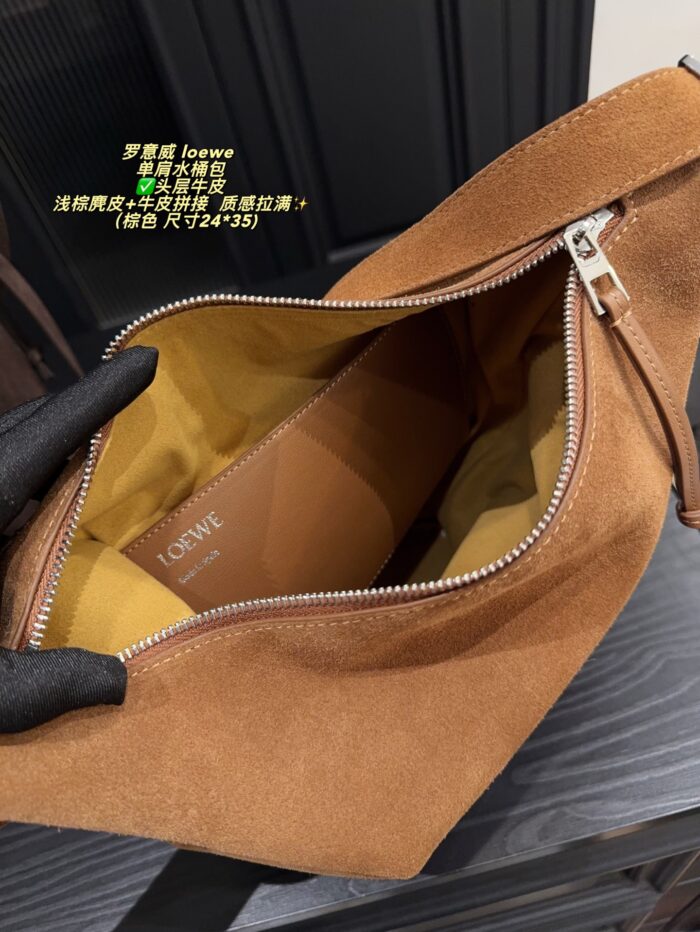 Loewe Suede And Leather Bucket Bag  Generous Capacity - Image 8