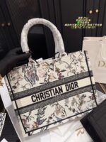 Dior Embroidered Tote Bag With Embossed 3D Embroidery, Lining, And Printed Shoulder Handle - Image 3