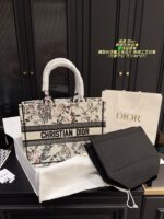 Dior Embroidered Tote Bag With Embossed 3D Embroidery, Lining, And Printed Shoulder Handle - Image 9