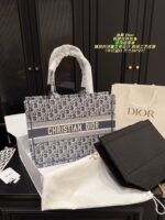 Dior Embroidered Tote Bag With Embossed Design, Printed Shoulder Handbag With Inner Liner