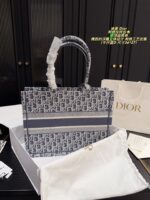 Dior Embroidered Tote Bag With Embossed Design, Printed Shoulder Handbag With Inner Liner - Image 3