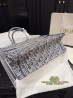 Dior Embroidered Tote Bag With Embossed Design, Printed Shoulder Handbag With Inner Liner - Image 6
