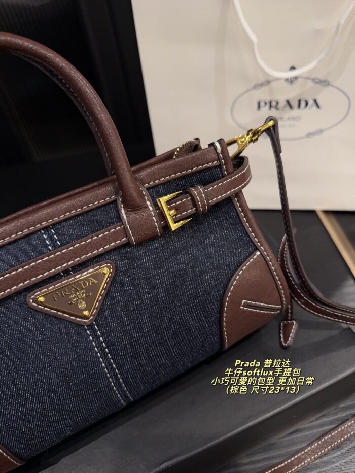Prada Denim Softlux Handbag Stylish Vintage, Compact And Charming For Everyday Use - Image 6