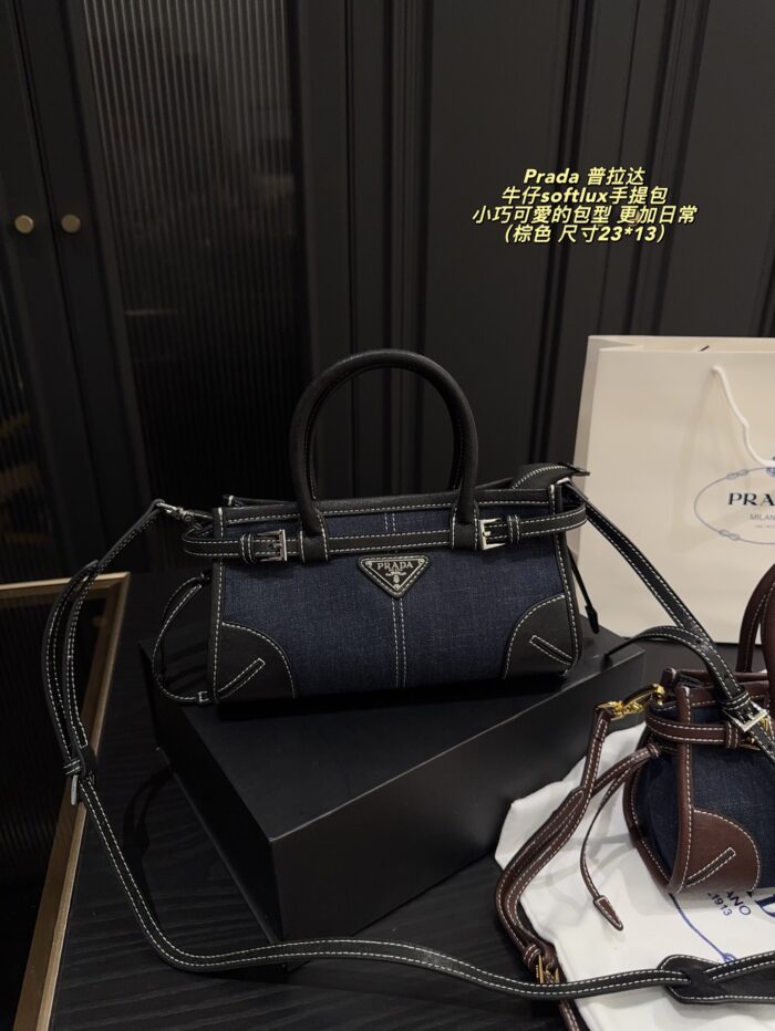 Prada Denim Softlux Handbag Stylish Vintage, Compact And Charming For Everyday Use - Image 11