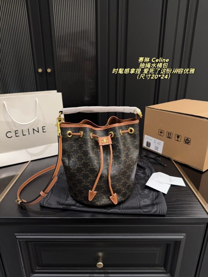 Celine Drawstring Bucket Bag Stylish, Elegant, Versatile, And Elevates Your Aura - Image 1
