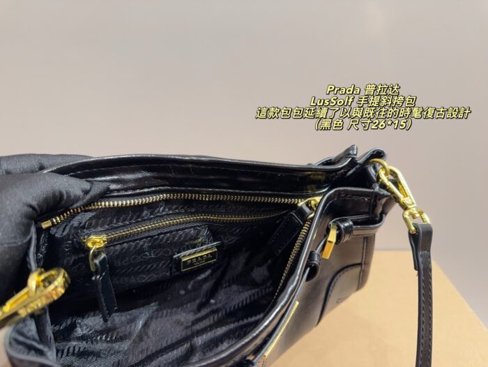 Prada Lussolf Handbag & Crossbody Bag Stylish Vintage Design Compact For Everyday Use - Image 9