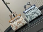 Hermès Autumn/Winter Limited Edition Herbag Madeleine-Inspired Biscuit-Coloured Abstract Pattern Canvas Commuter Bag