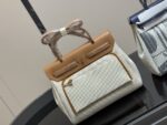Hermès Autumn/Winter Limited Edition Herbag Madeleine-Inspired Biscuit-Coloured Abstract Pattern Canvas Commuter Bag - Image 7