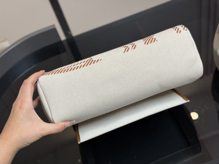 Hermès Autumn/Winter Limited Edition Herbag Madeleine-Inspired Biscuit-Coloured Abstract Pattern Canvas Commuter Bag - Image 8