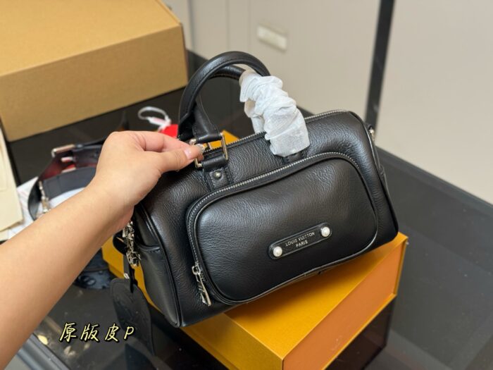 Louis Vuitton Keepall Cargo Bandoulière 25 Handbag Glossy Calfskin Leather Parisian Appliqué Beaded Rivets - Image 2