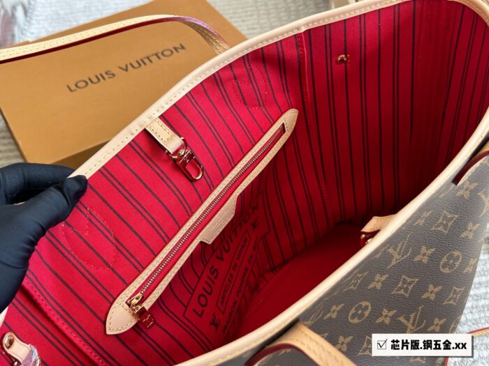 Louis Vuitton Neverfull White Check Pink Lining Extra Large Capacity Detachable Mother-Daughter Bag Commuter Mummy Bag - Image 8