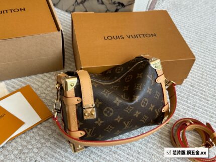 Louis Vuitton Cruise23 Side Trunk Monogram Metal Futuristic Soft-Body Handbag