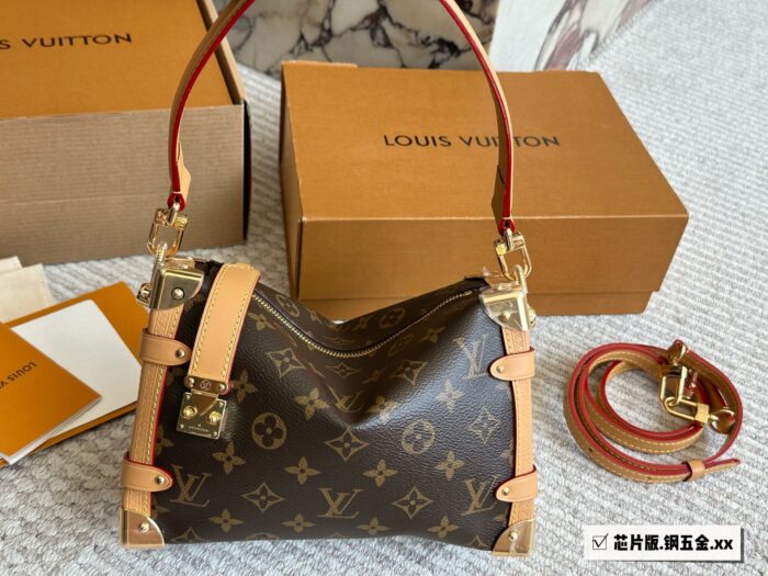 Louis Vuitton Cruise23 Side Trunk Monogram Metal Futuristic Soft-Body Handbag - Image 6