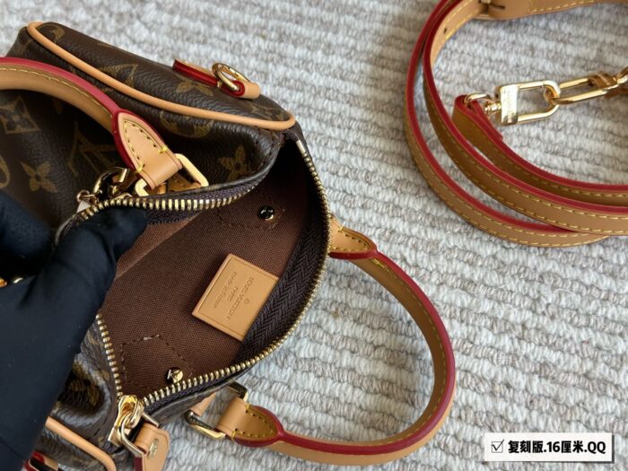 Louis Vuitton Ss2022 Speedy Nano Vintage Monogram, Yellow Leather, Detachable Adjustable Shoulder Strap, Replica Edition (With Box) - Image 8