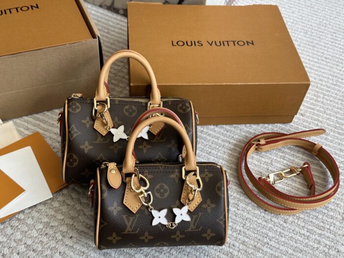 Louis Vuitton Ss2022 Speedy Nano Vintage Monogram, Yellow Leather, Detachable Adjustable Shoulder Strap, Replica Edition (With Box) - Image 9