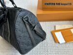 Louis Vuitton Keepall 35 Black Monogram Calfskin Bag With Nylon Wide Shoulder Strap And Luggage Tag - Image 5