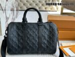 Louis Vuitton Keepall 35 Black Monogram Calfskin Bag With Nylon Wide Shoulder Strap And Luggage Tag - Image 6