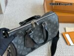 Louis Vuitton Keepall 35 Black & Silver Monogram Luggage Tag Wide Strap Bag - Image 4