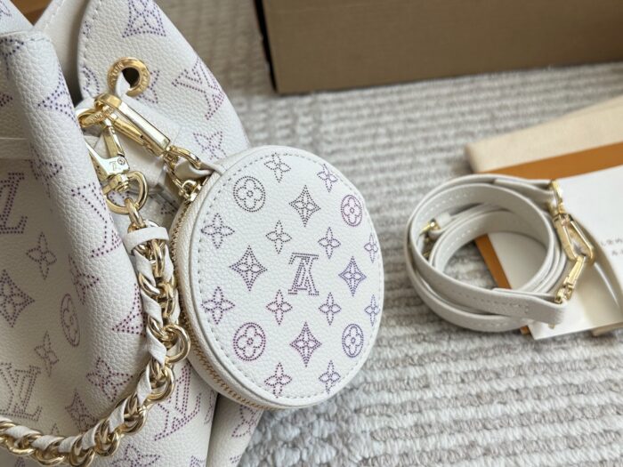 Louis Vuitton Bella Mini Bucket Bag Collection Monogram Perforated Calfskin Round Coin Purse Multi-Carry Bag - Image 3