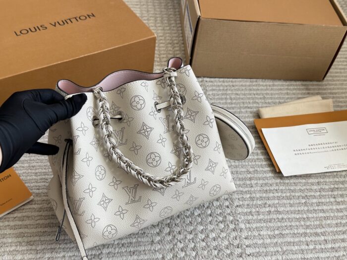 Louis Vuitton Bella Mini Bucket Bag Collection Monogram Perforated Calfskin Round Coin Purse Multi-Carry Bag - Image 11