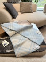 Burberry Wool Scarf - Blue/Pink Narrow Style - Image 6