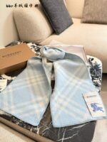 Burberry Wool Scarf - Blue/Pink Narrow Style - Image 7