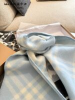 Burberry Wool Scarf - Blue/Pink Narrow Style - Image 8