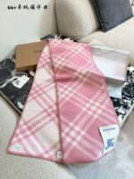 Burberry Wool Scarf - Blue/Pink Narrow Style - Image 11