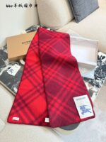 Burberry Wool Scarf - Blue/Pink Narrow Style - Image 12