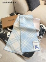Burberry Wool Scarf - Blue/Pink Narrow Style - Image 13