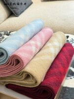 Burberry Wool Scarf - Blue/Pink Narrow Style - Image 15