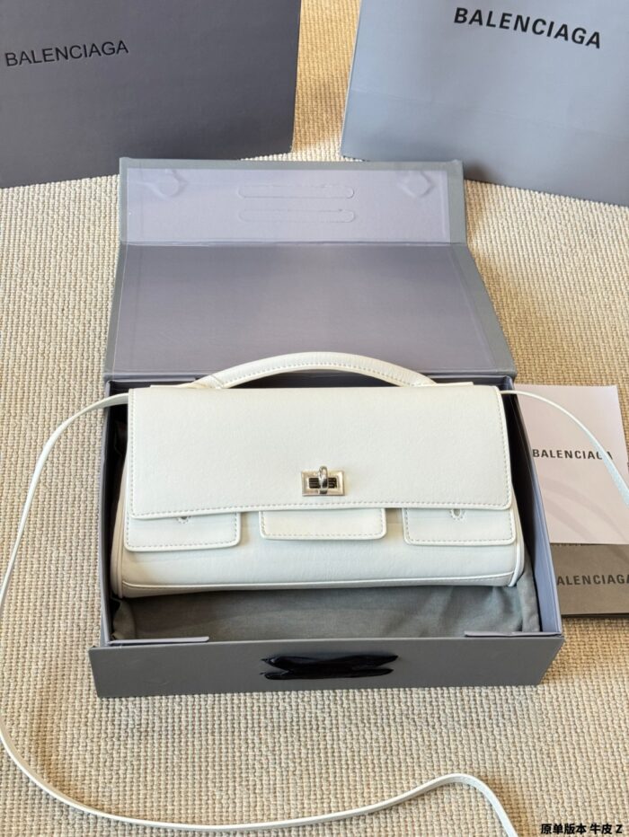 Balenciaga Belair Genuine Leather Underarm Bag - Large Capacity - Image 10