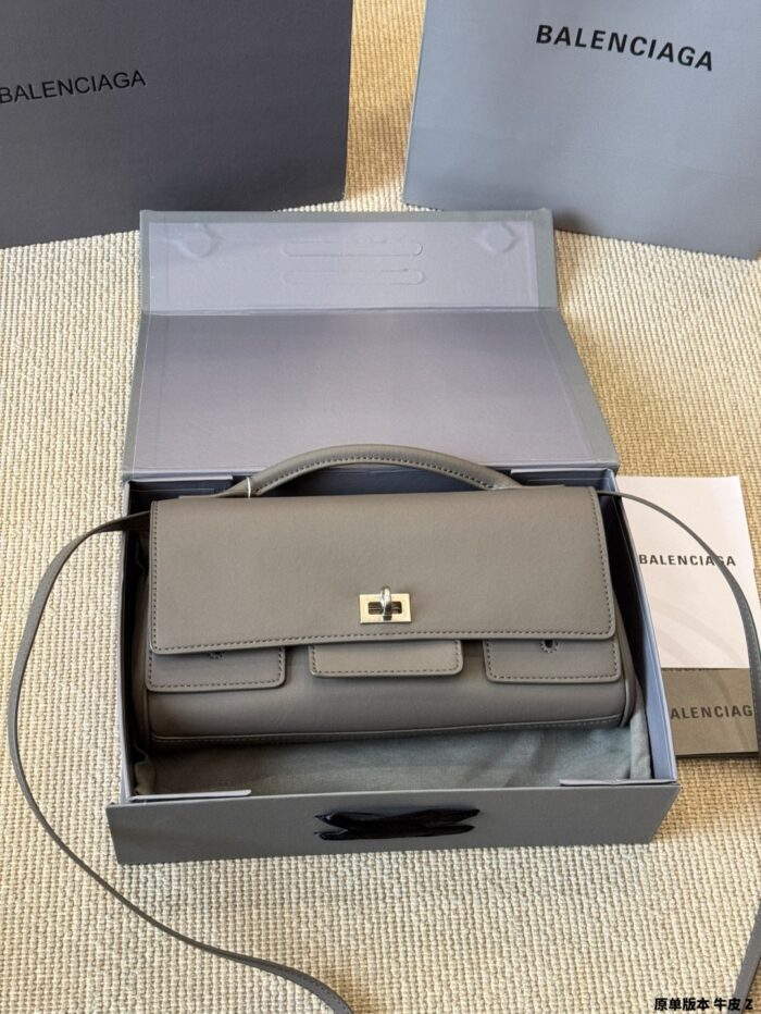 Balenciaga Belair Genuine Leather Underarm Bag - Large Capacity - Image 11