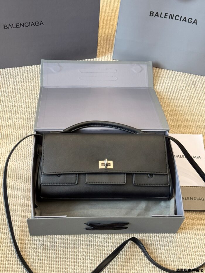 Balenciaga Belair Genuine Leather Underarm Bag - Large Capacity - Image 13