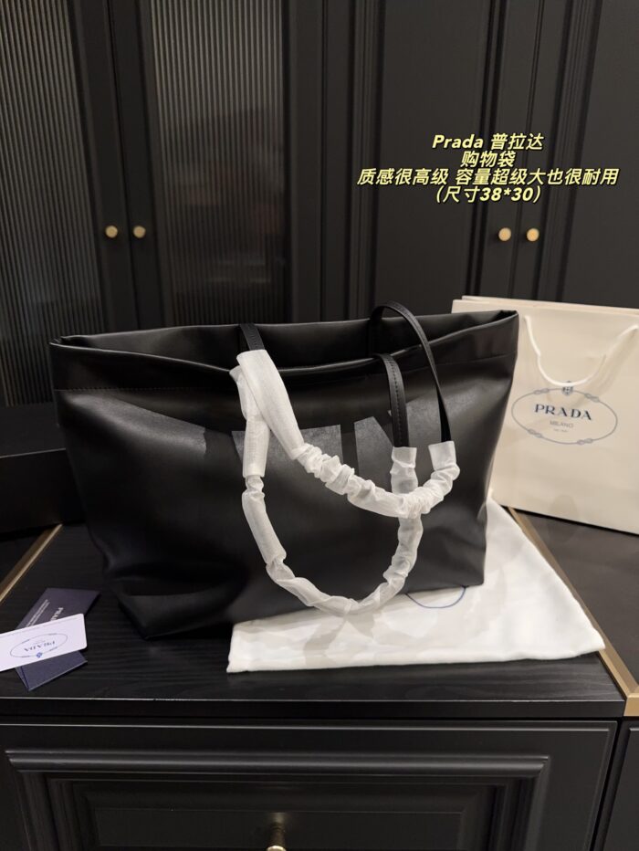 Prada Tote Bag Luxurious Texture, Generous Capacity, Robust Build Effortlessly Relaxed Aesthetic - Image 3