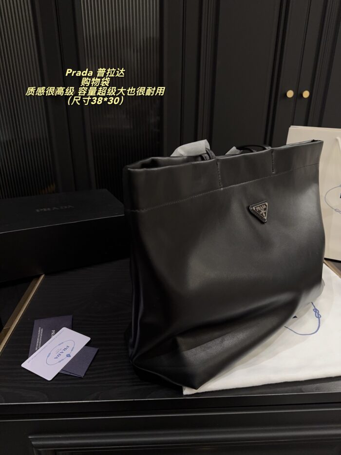 Prada Tote Bag Luxurious Texture, Generous Capacity, Robust Build Effortlessly Relaxed Aesthetic - Image 4