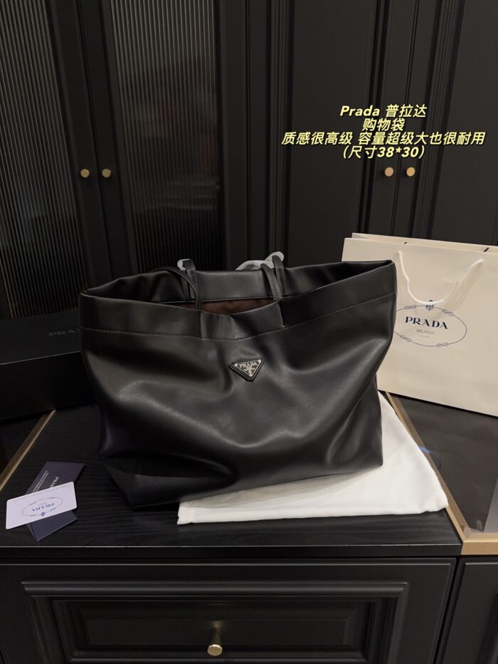 Prada Tote Bag Luxurious Texture, Generous Capacity, Robust Build Effortlessly Relaxed Aesthetic - Image 7