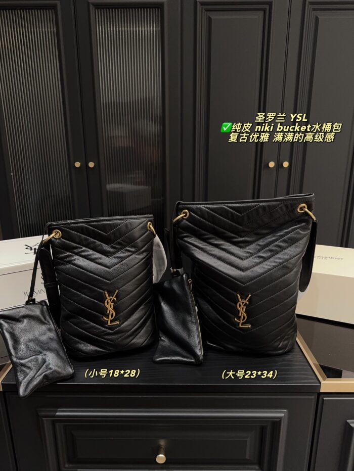 Yves Saint Laurent Niki Bucket Genuine Leather Bag Retro Elegance Impressive Capacity Effortlessly Versatile For Both Casual And Formal Wear - Image 1
