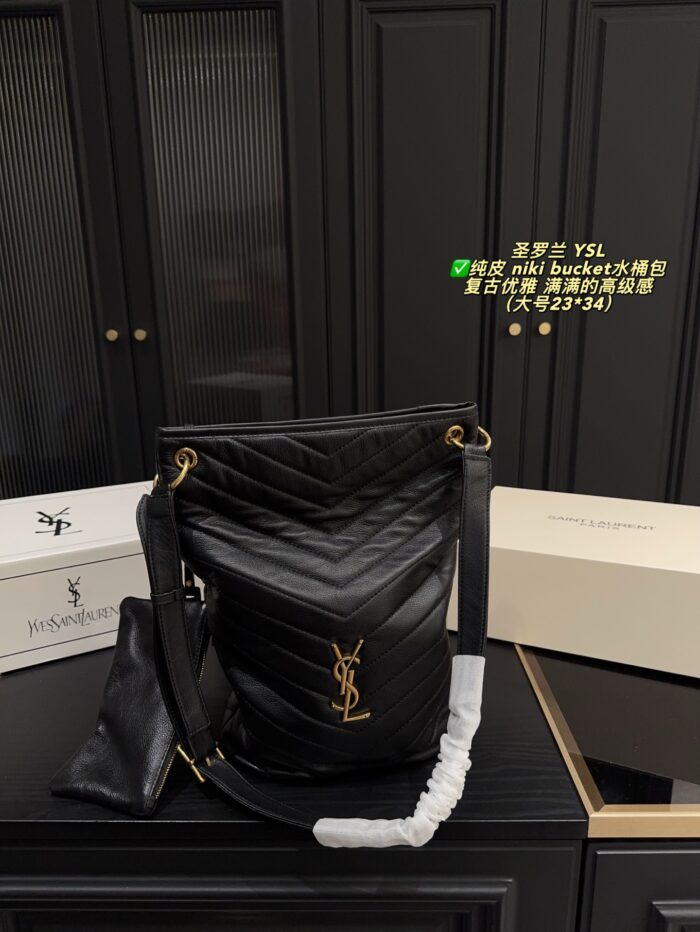 Yves Saint Laurent Niki Bucket Genuine Leather Bag Retro Elegance Impressive Capacity Effortlessly Versatile For Both Casual And Formal Wear - Image 2
